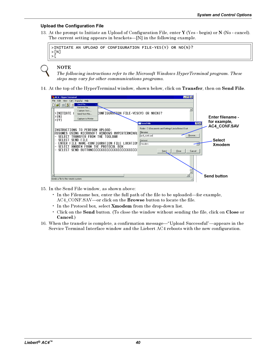 Emerson AC4 user manual Upload the Configuration File 