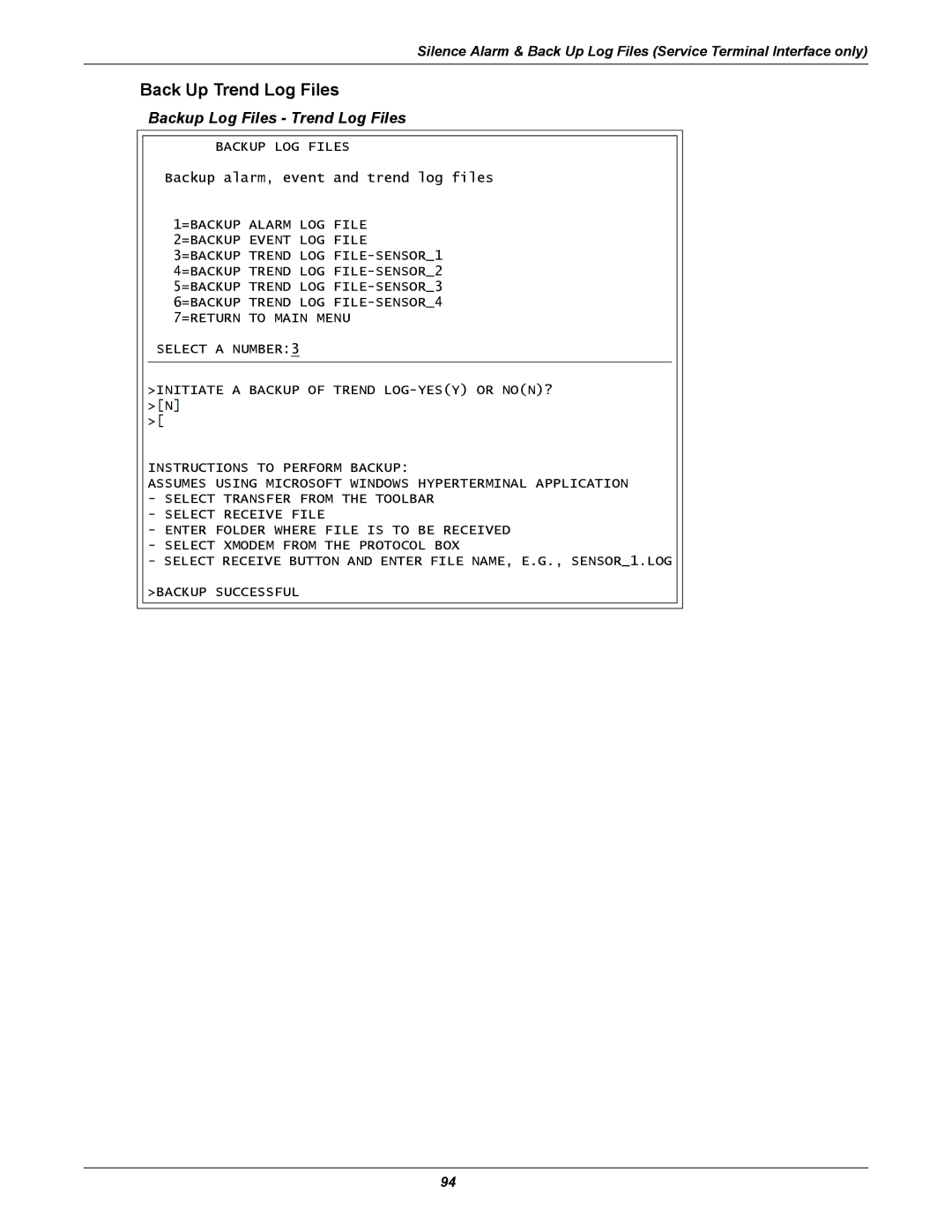 Emerson AC8 user manual Back Up Trend Log Files, Backup Log Files Trend Log Files 