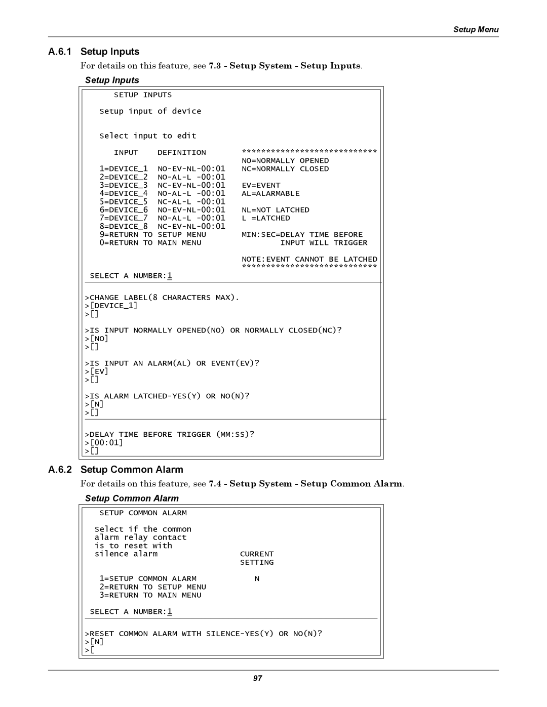 Emerson AC8 user manual Setup Inputs, Setup Common Alarm 