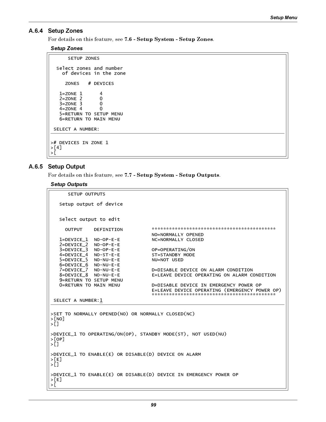 Emerson AC8 user manual Setup Zones, Setup Outputs 