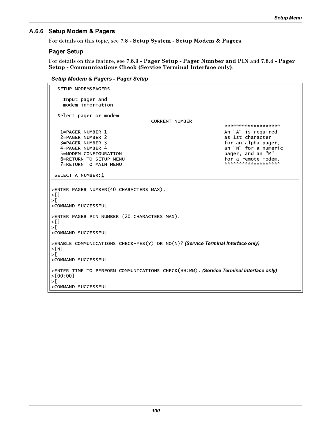 Emerson AC8 user manual Setup Modem & Pagers Pager Setup 