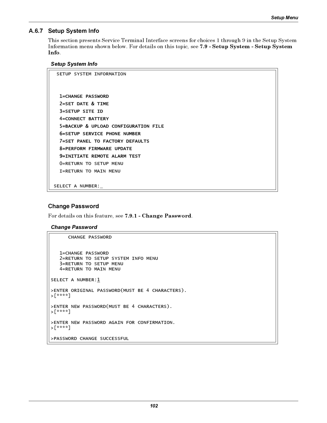 Emerson AC8 user manual Setup System Info, Change Password 