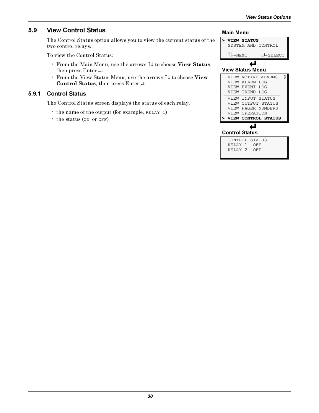 Emerson AC8 user manual View Control Status 