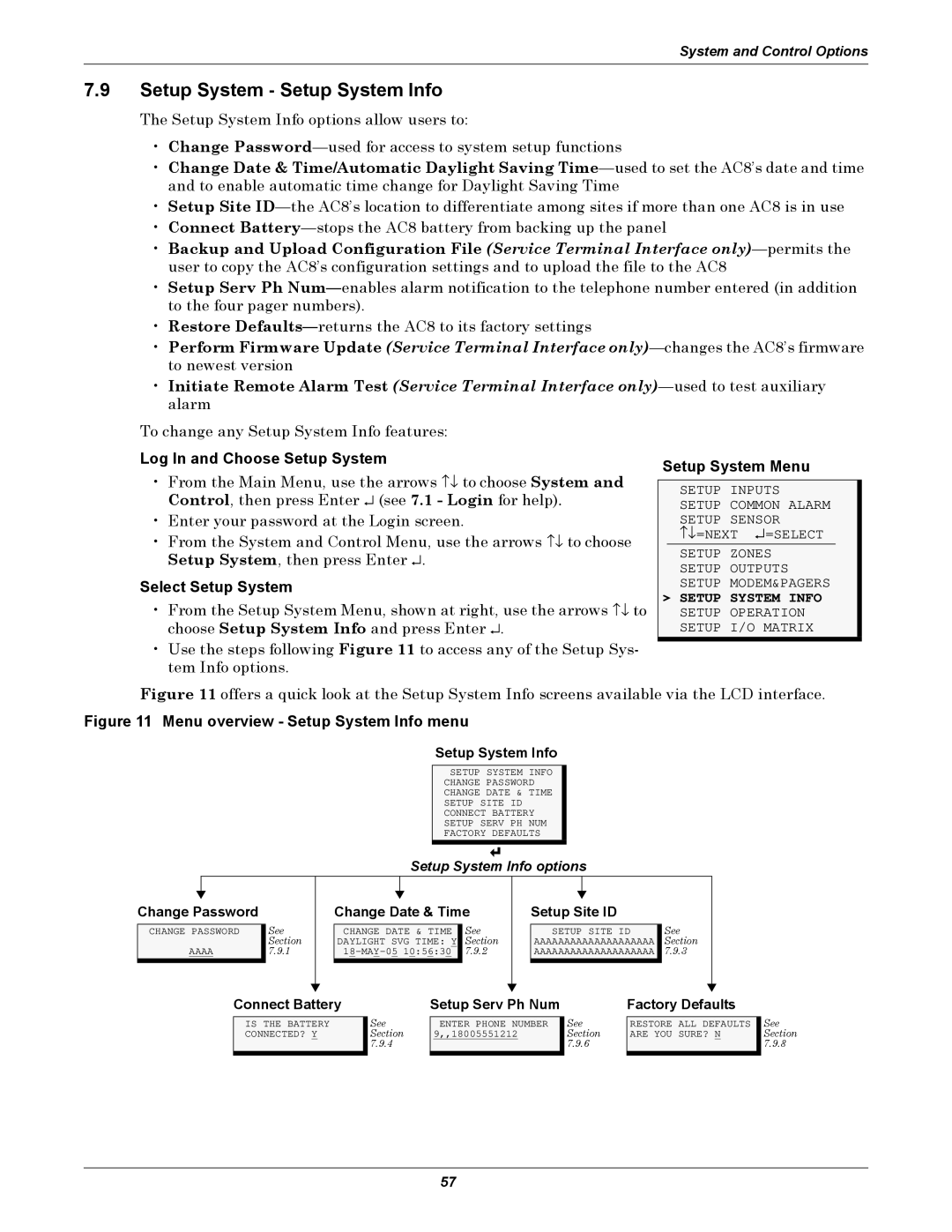 Emerson AC8 Setup System Setup System Info, Select Setup System, Setup System Info Setup Operation Setup I/O Matrix 