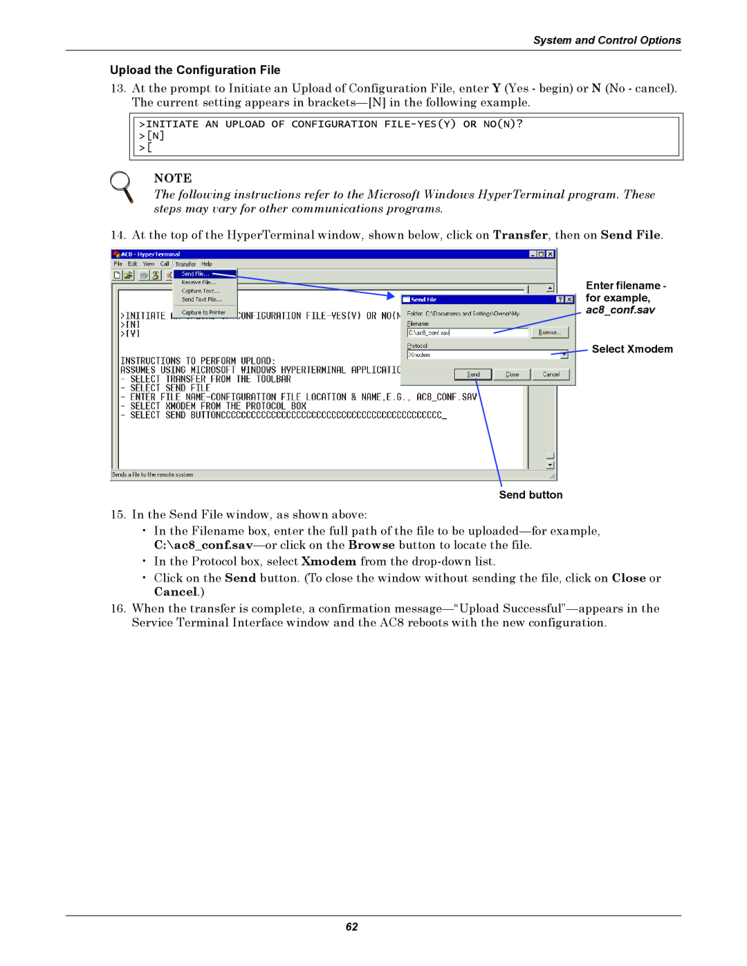 Emerson AC8 user manual Upload the Configuration File 