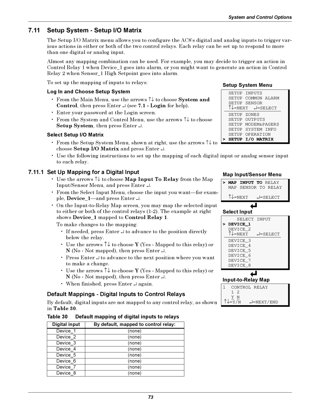 Emerson AC8 user manual Setup System Setup I/O Matrix, Set Up Mapping for a Digital Input 