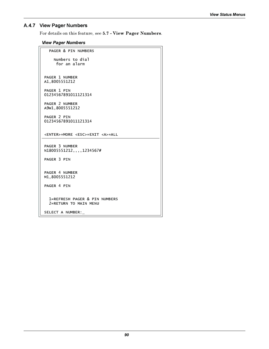 Emerson AC8 user manual View Pager Numbers 