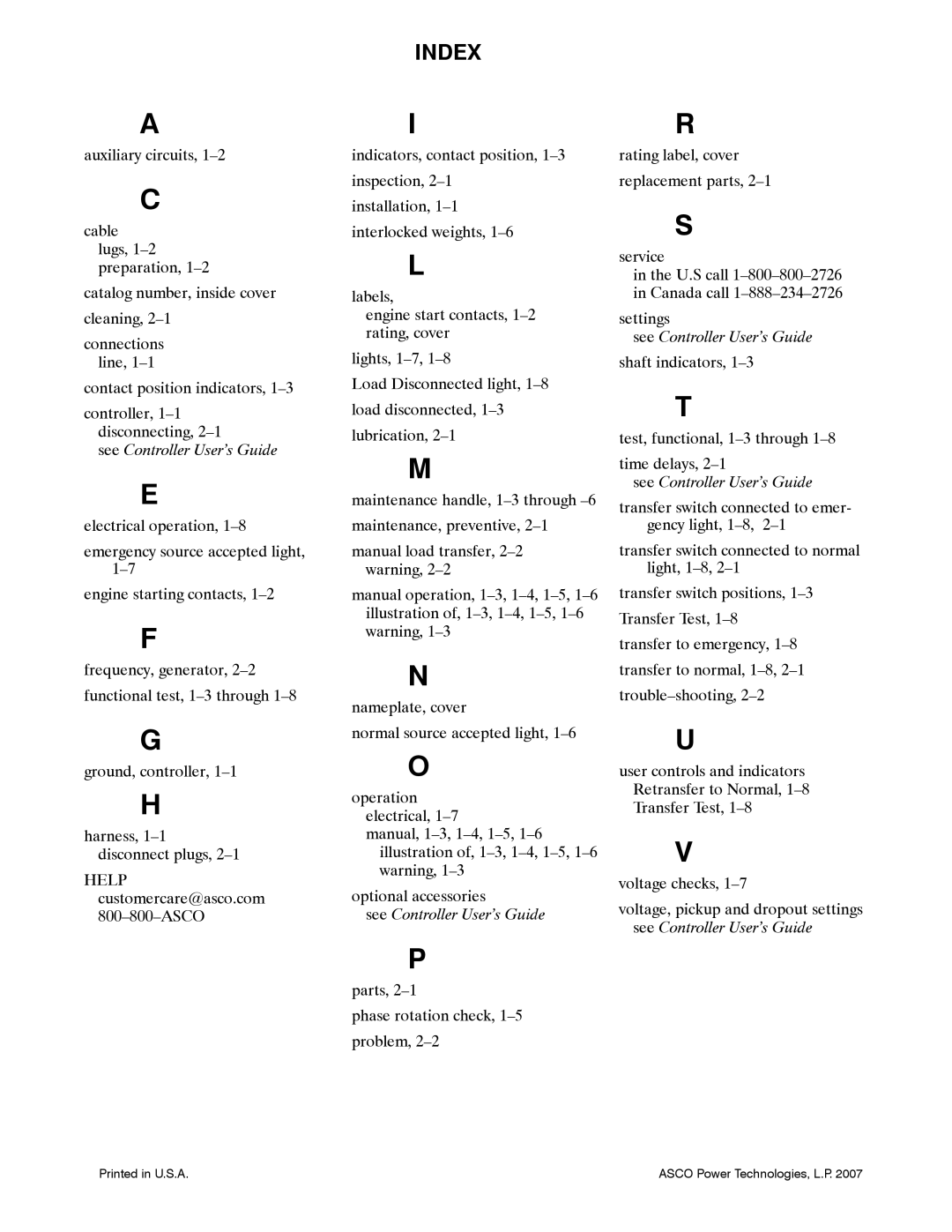 Emerson ADTS manual Index, See Controller User’s Guide 