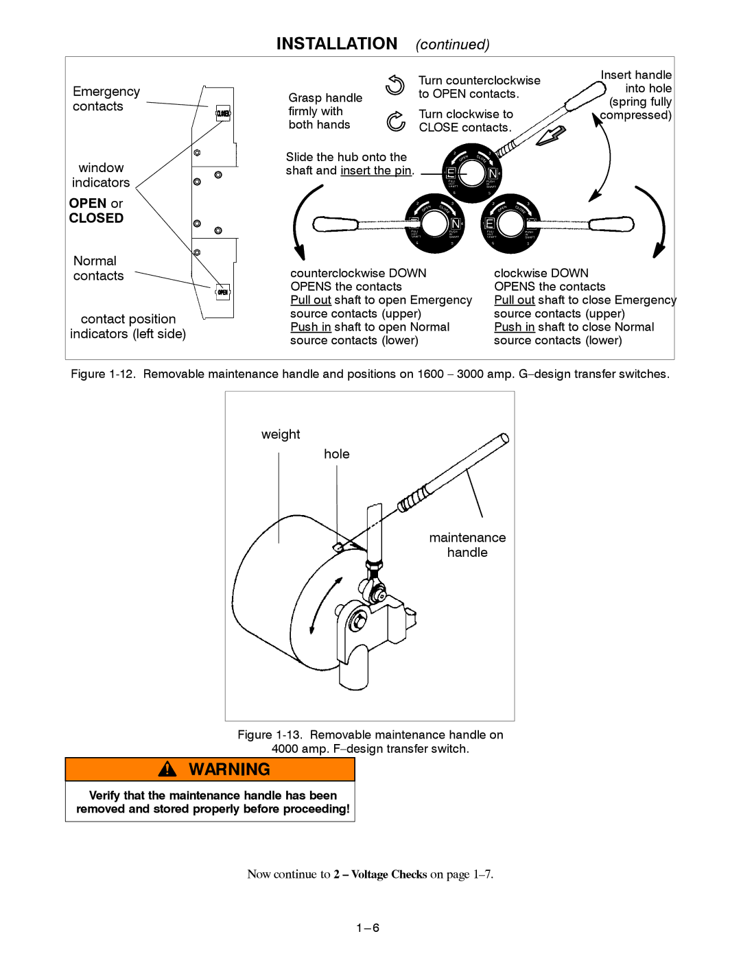 Emerson ADTS manual Closed, Normal contacts Contact position Indicators left side 