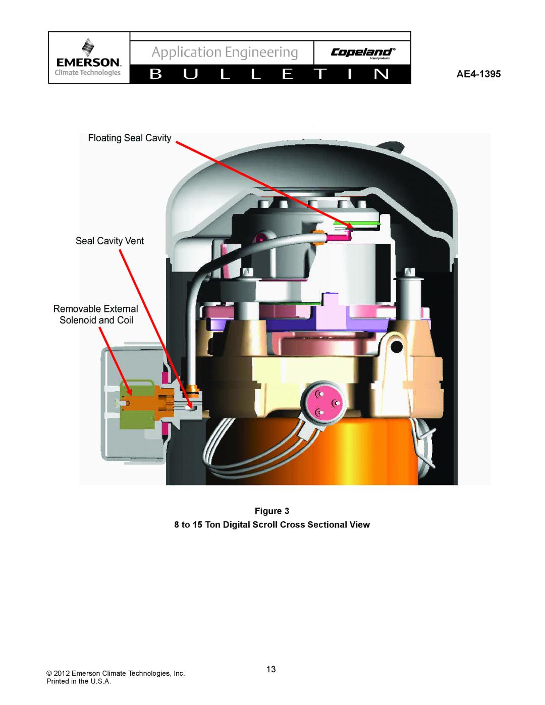 Emerson AE4-1395 manual To 15 Ton Digital Scroll Cross Sectional View 