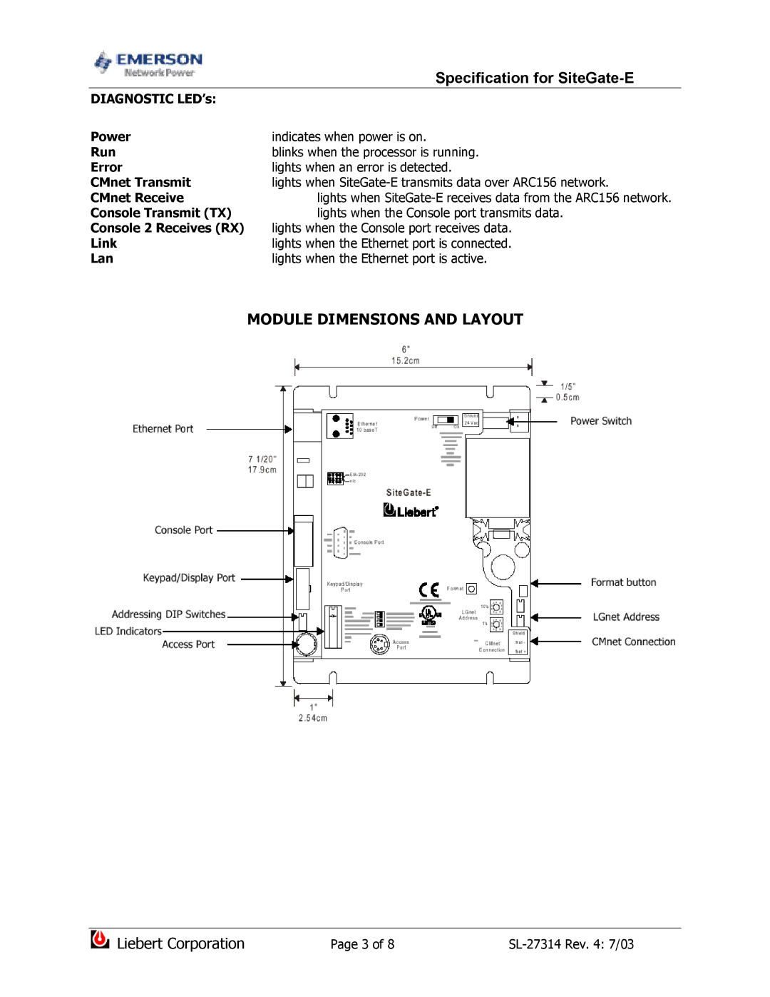 Emerson ARC156 dimensions Module Dimensions and Layout 