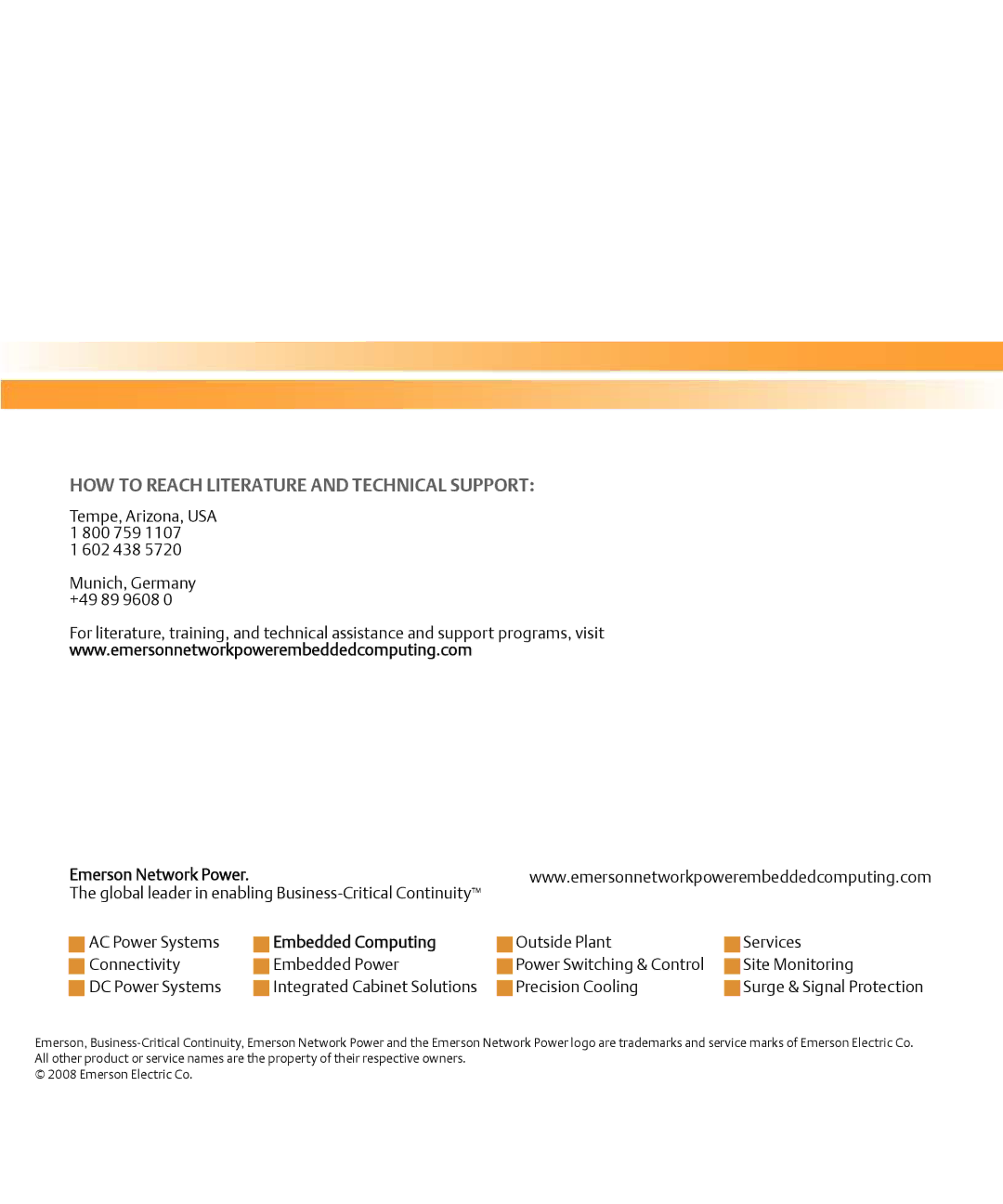 Emerson RTM-ATCA-7150 manual HOW to Reach Literature and Technical Support, Embedded Computing 