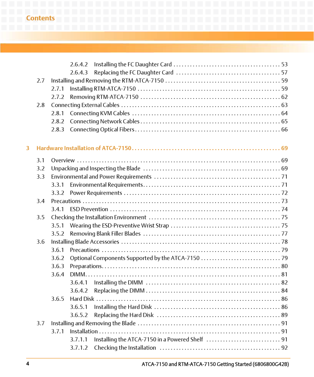 Emerson RTM-ATCA-7150 manual Contents 