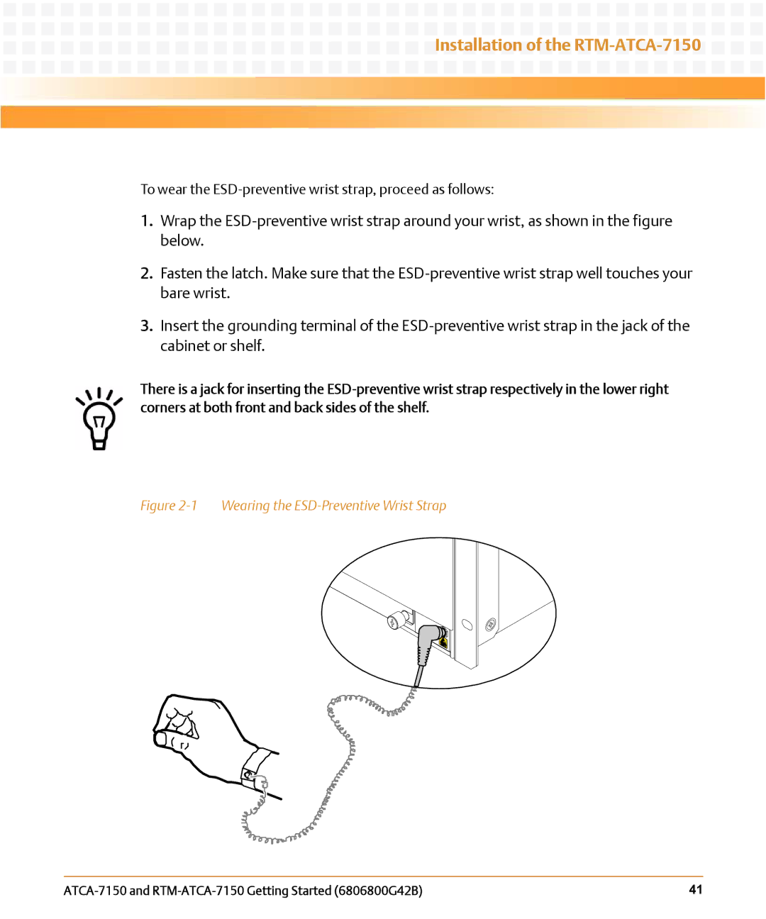 Emerson RTM-ATCA-7150 manual Wearing the ESD-Preventive Wrist Strap 