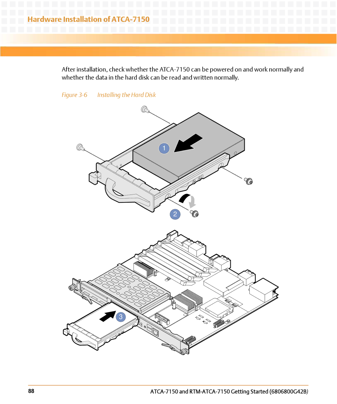 Emerson RTM-ATCA-7150 manual Installing the Hard Disk 