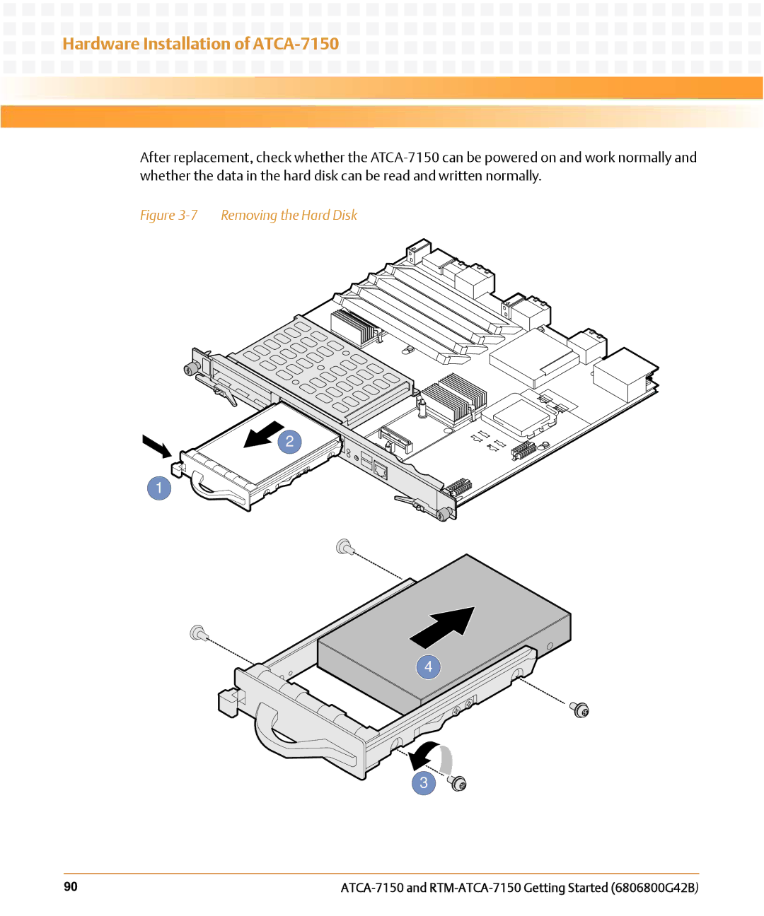 Emerson RTM-ATCA-7150 manual Removing the Hard Disk 