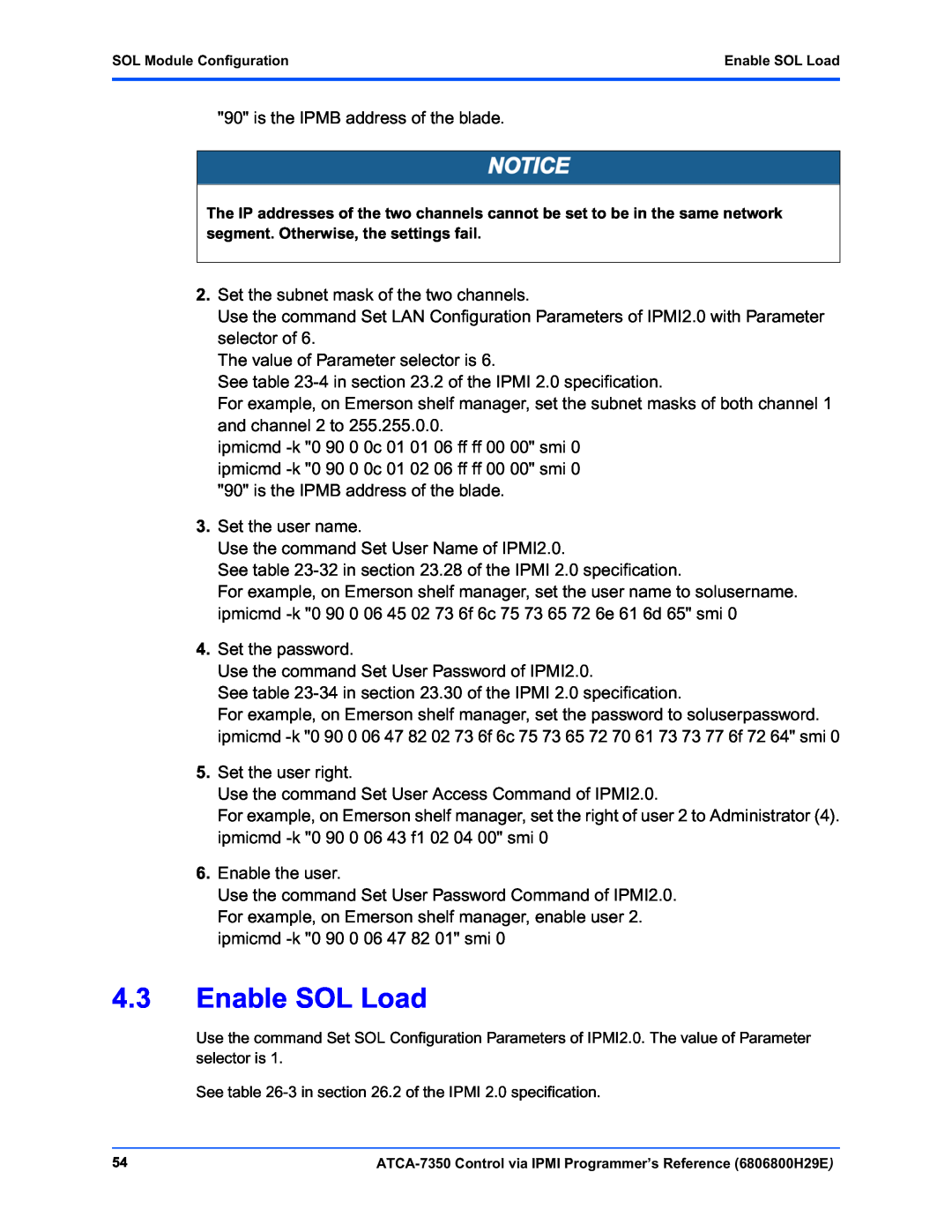 Emerson ATCA-7350 manual 4.3Enable SOL Load 