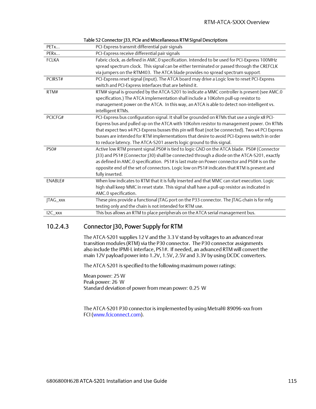 Emerson ATCA-S201 manual 6806800H62B ATCA‐S201 Installation and Use Guide 115, Fclka PCIRST# RTM# PCICFG# 