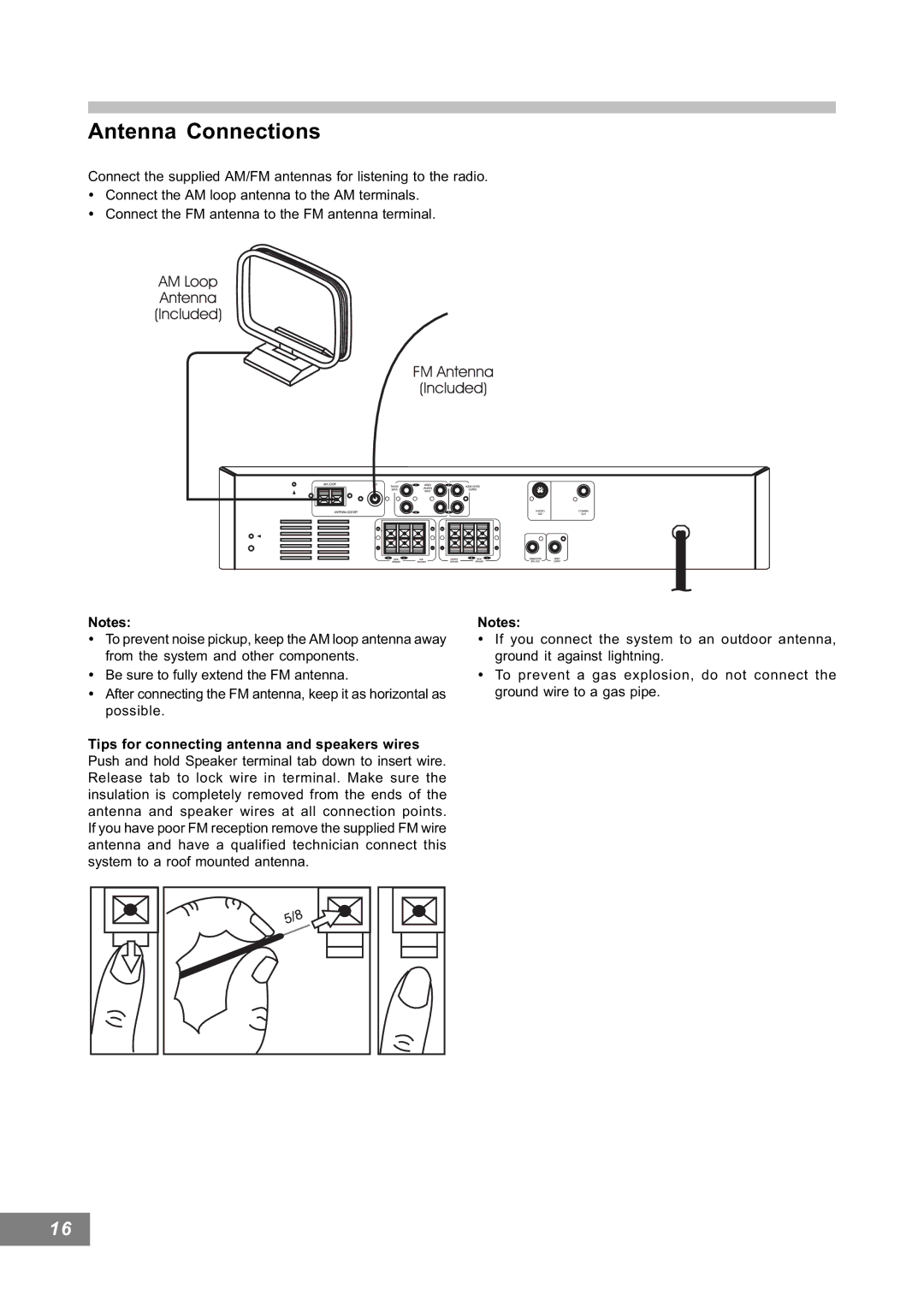 Emerson AV101 manual Antenna Connections 