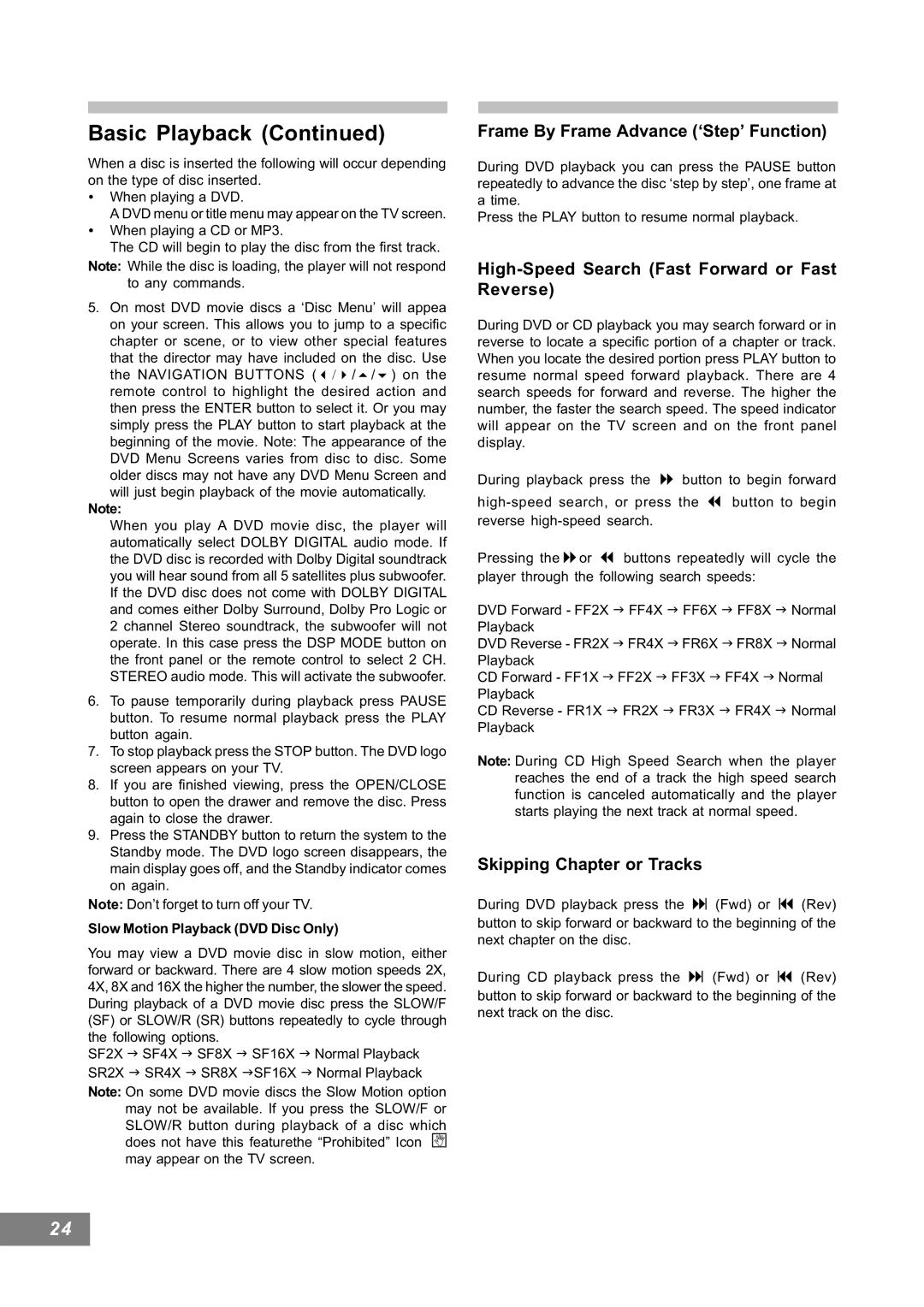 Emerson AV101 manual Frame By Frame Advance ‘Step’ Function 