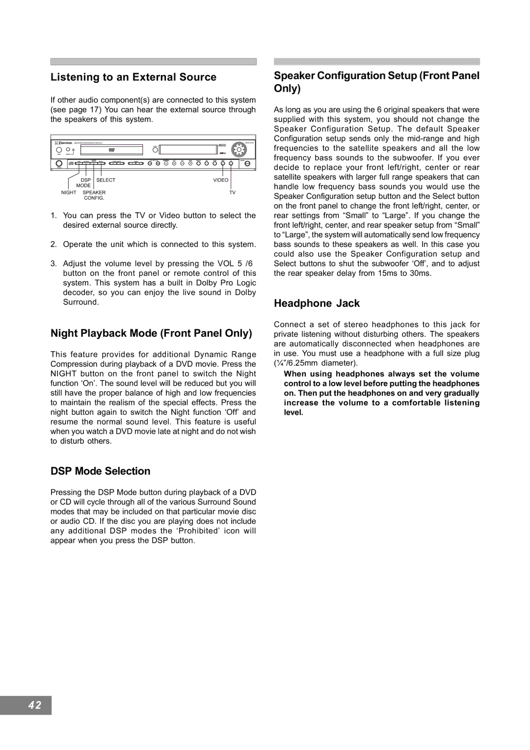 Emerson AV101 manual Listening to an External Source 