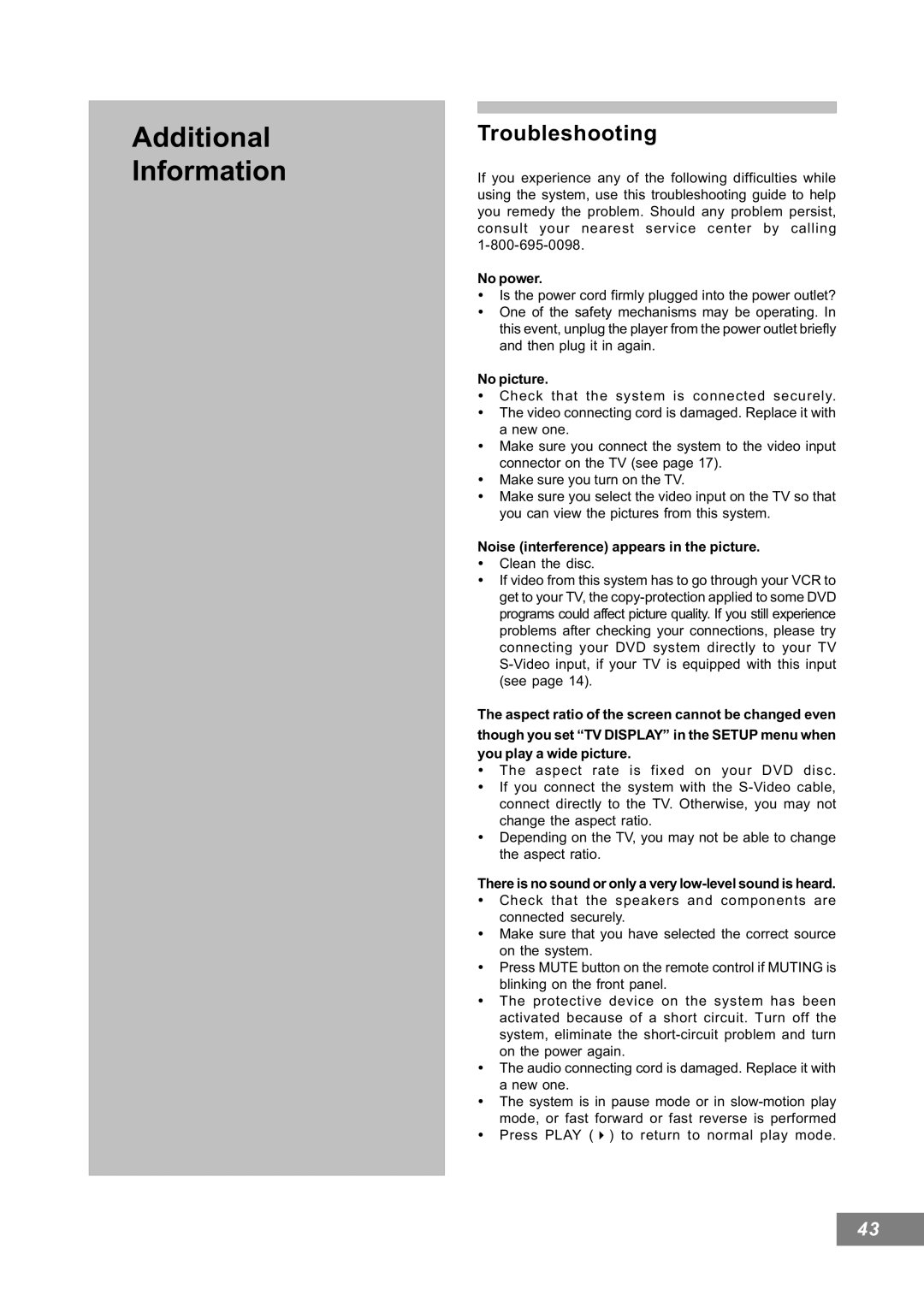 Emerson AV101 manual Additional Information, Troubleshooting 