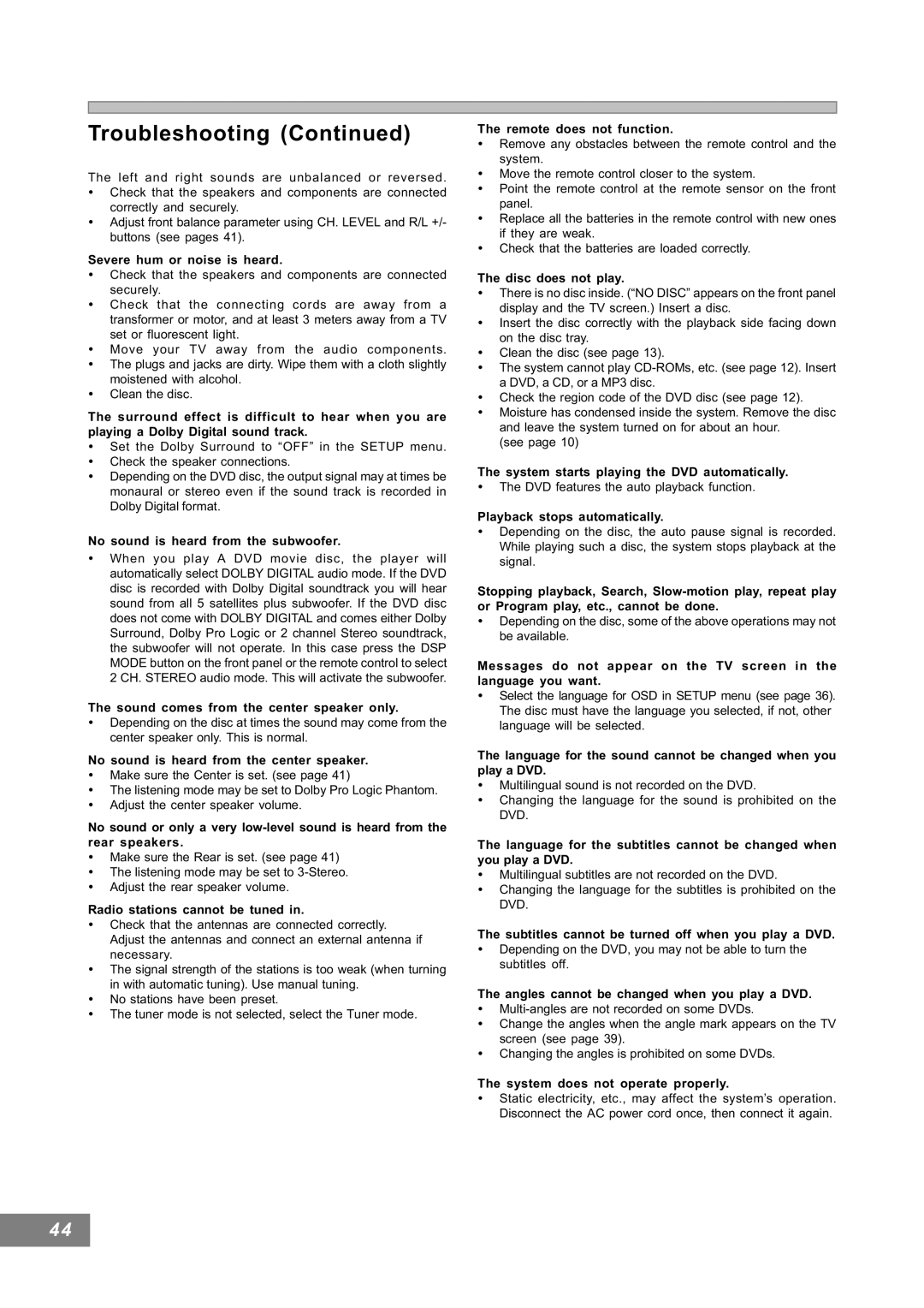 Emerson AV101 manual Troubleshooting 