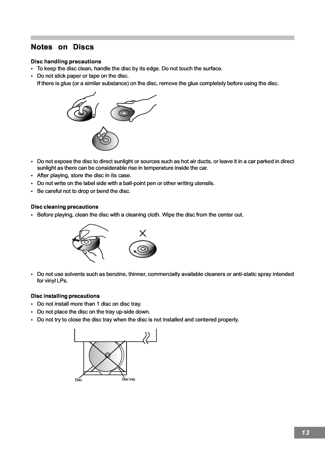 Emerson AV101 manual Notes on Discs 
