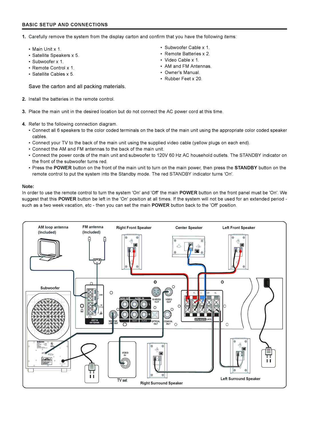 Emerson AV300 setup guide Save the carton and all packing materials, Basic Setup and Connections 