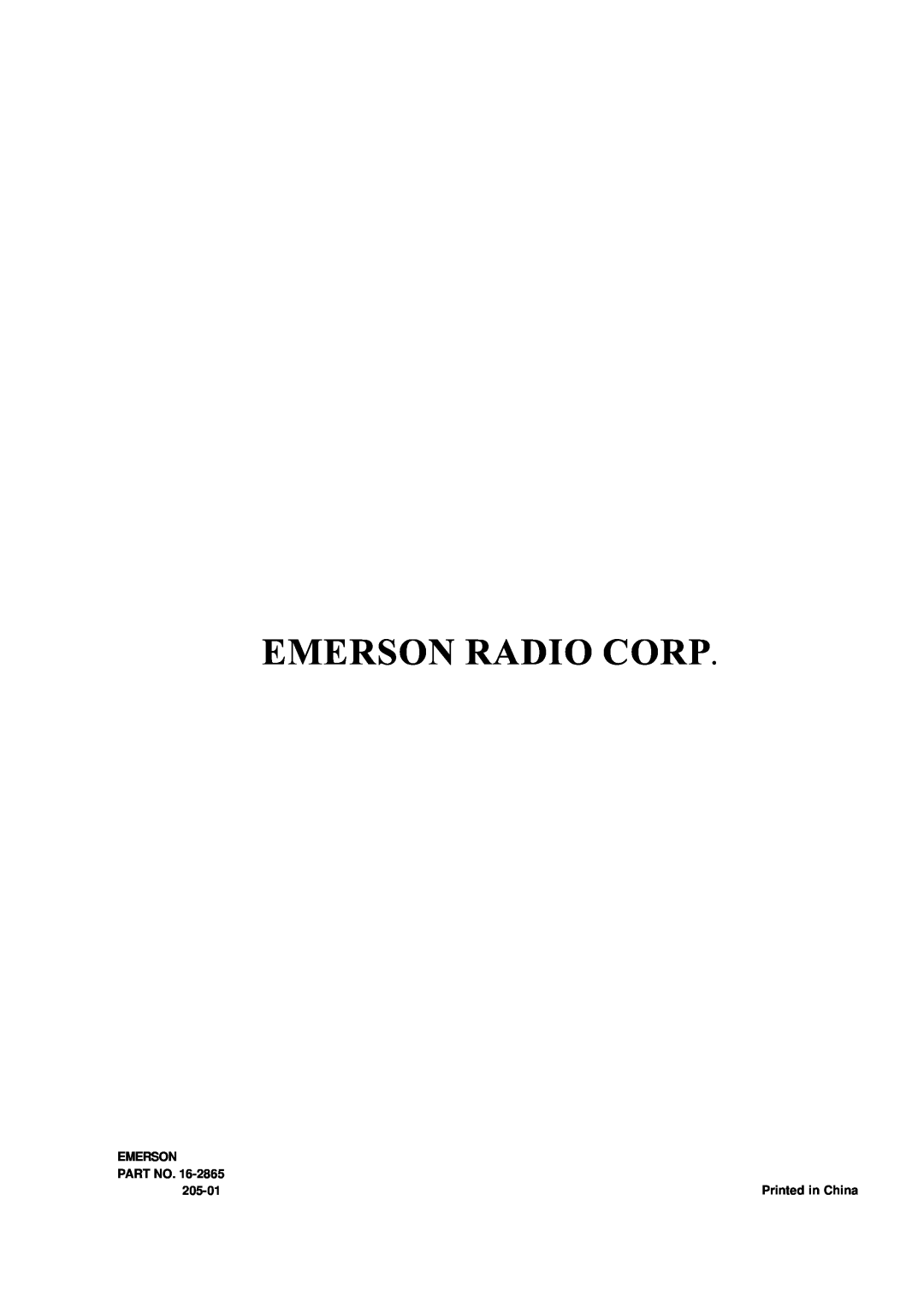 Emerson AV301 owner manual Emerson Radio Corp, 205-01 