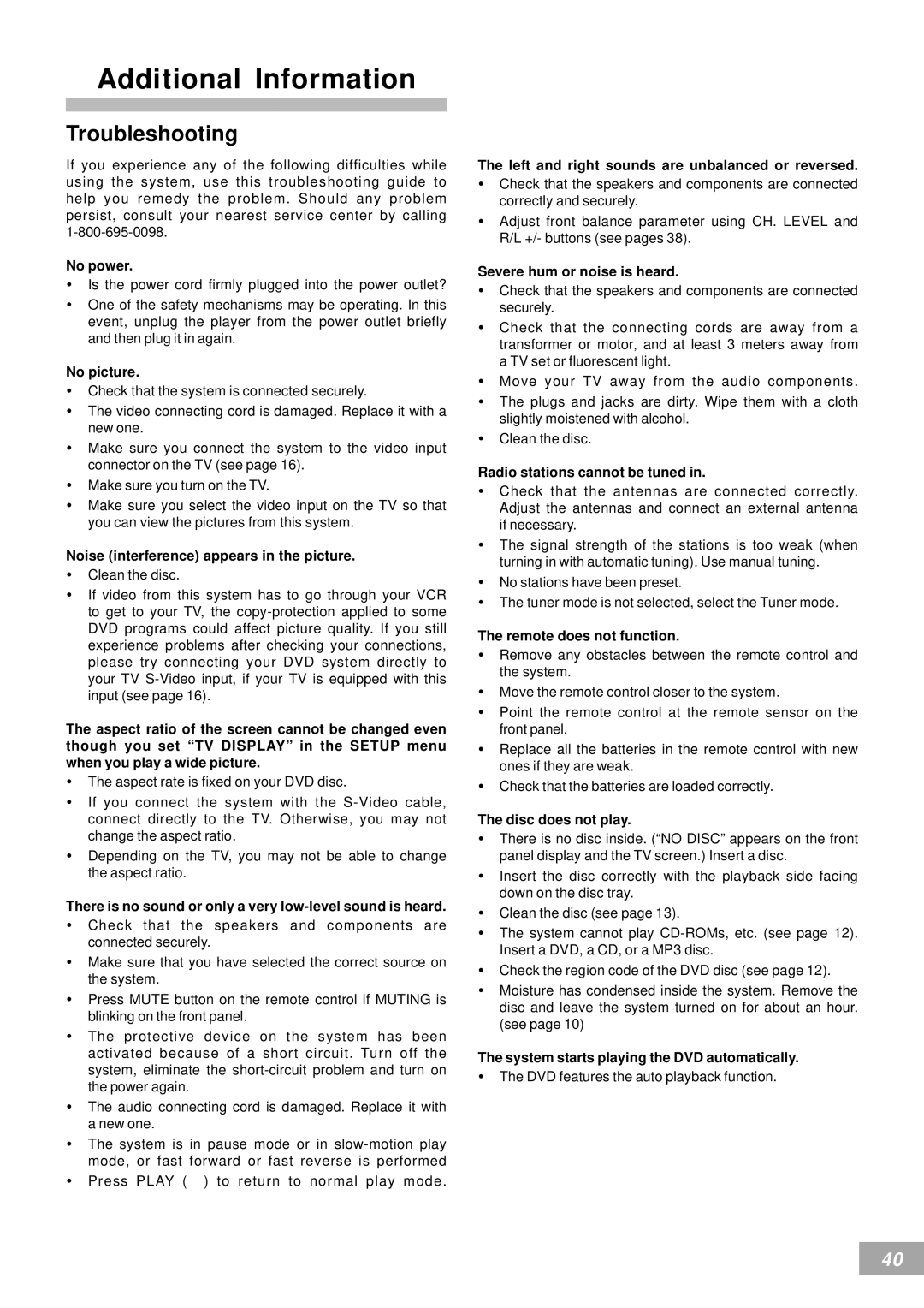 Emerson AV50 owner manual Troubleshooting 