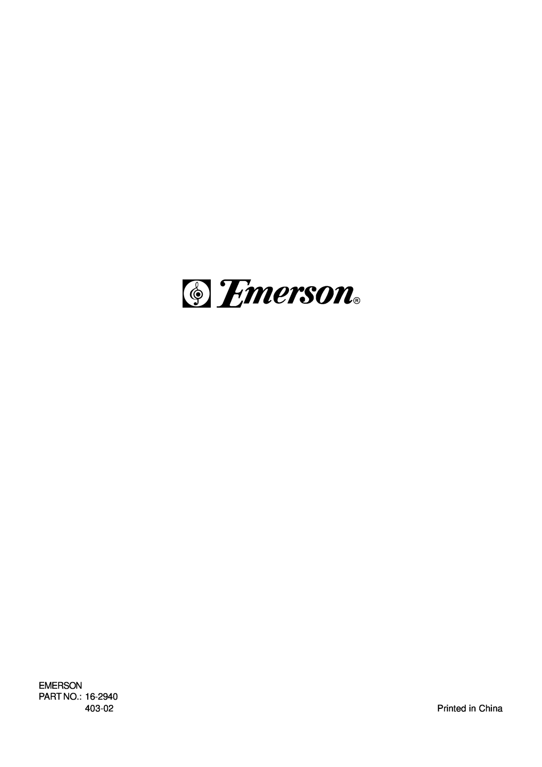 Emerson AV50 owner manual Emerson, 403-02 