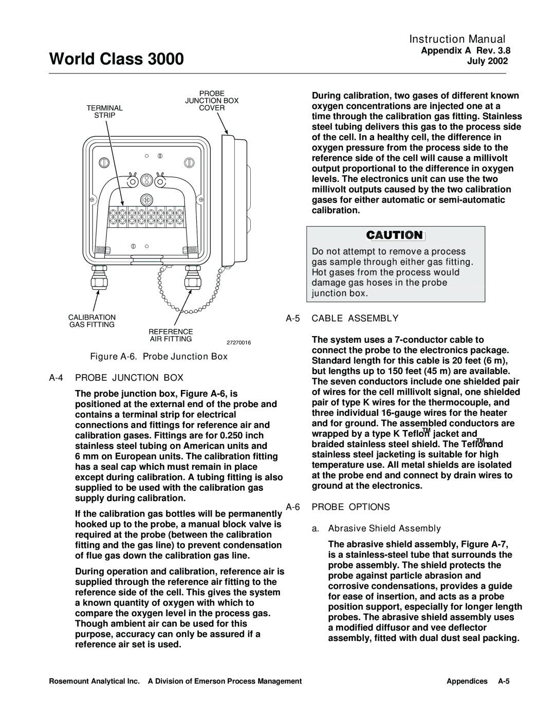 Emerson B-106-300NH instruction manual Probe Junction BOX, Cable Assembly, Probe Options, Abrasive Shield Assembly 