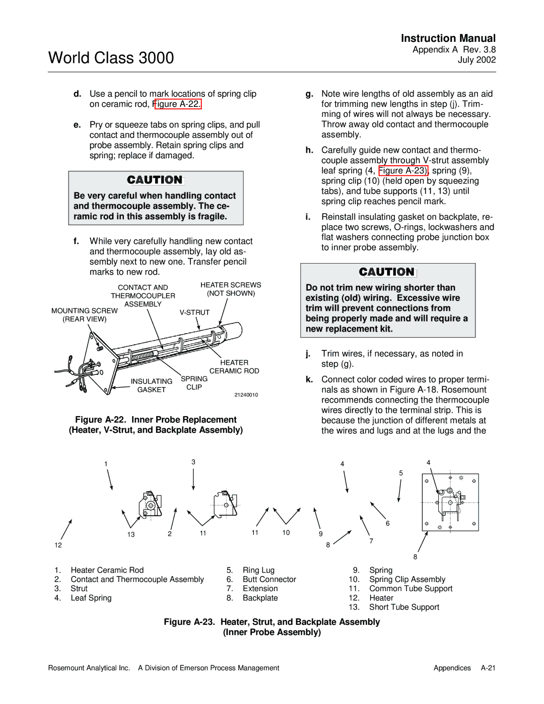 Emerson B-106-300NH instruction manual Contact Heater Screws Not Shown Thermocoupler 