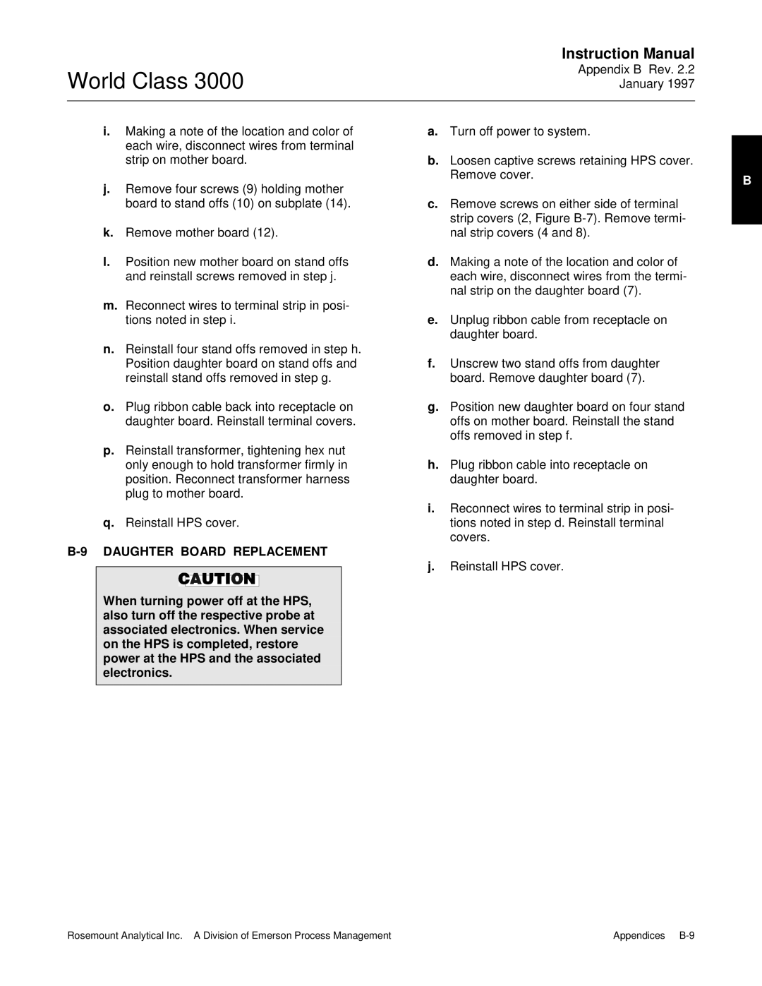 Emerson B-106-300NH instruction manual Daughter Board Replacement 