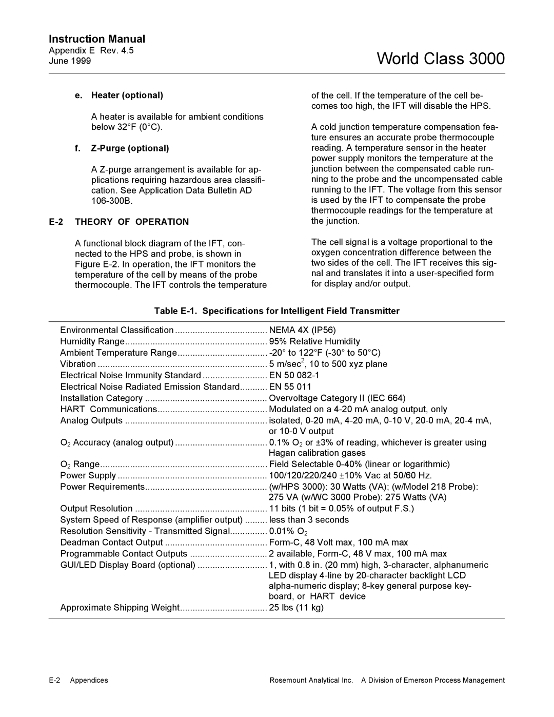 Emerson B-106-300NH instruction manual Heater optional, Purge optional, Theory of Operation 