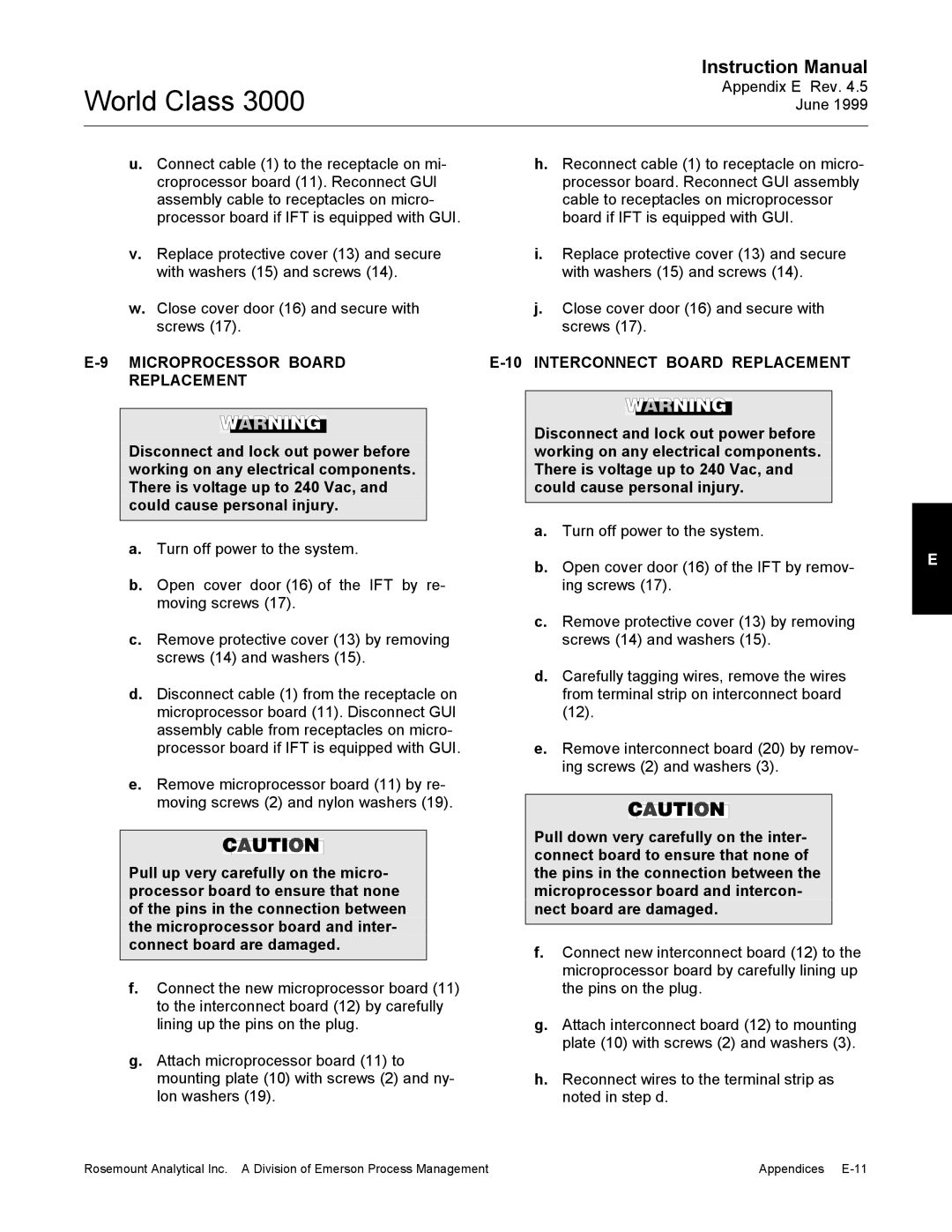 Emerson B-106-300NH instruction manual Microprocessor Board Interconnect Board Replacement 