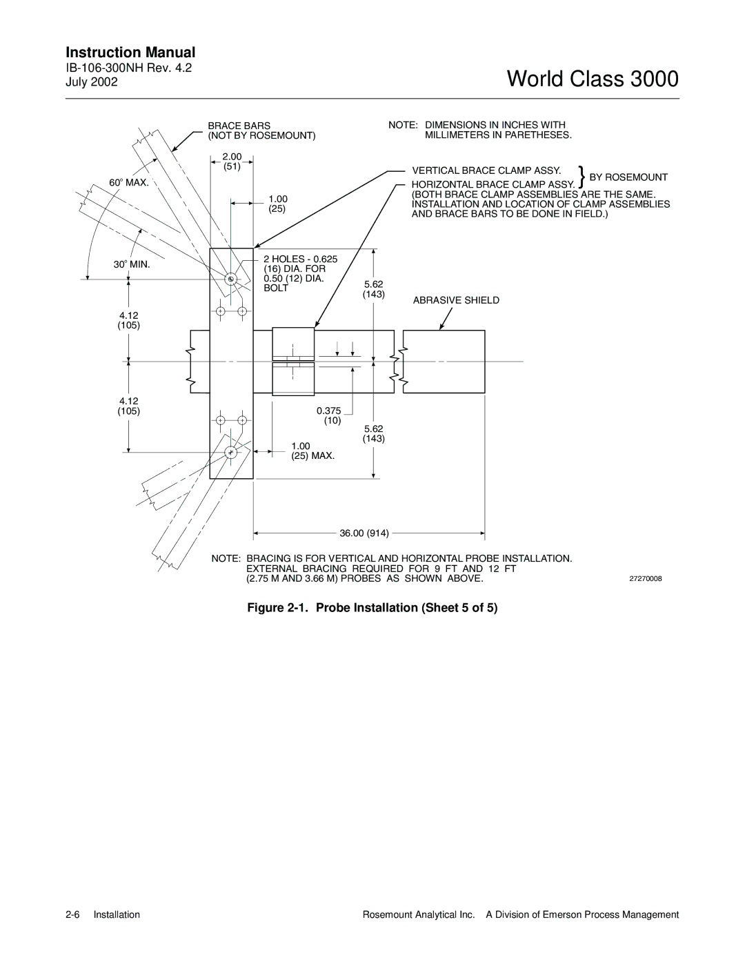 Emerson B-106-300NH instruction manual Probe Installation Sheet 5 