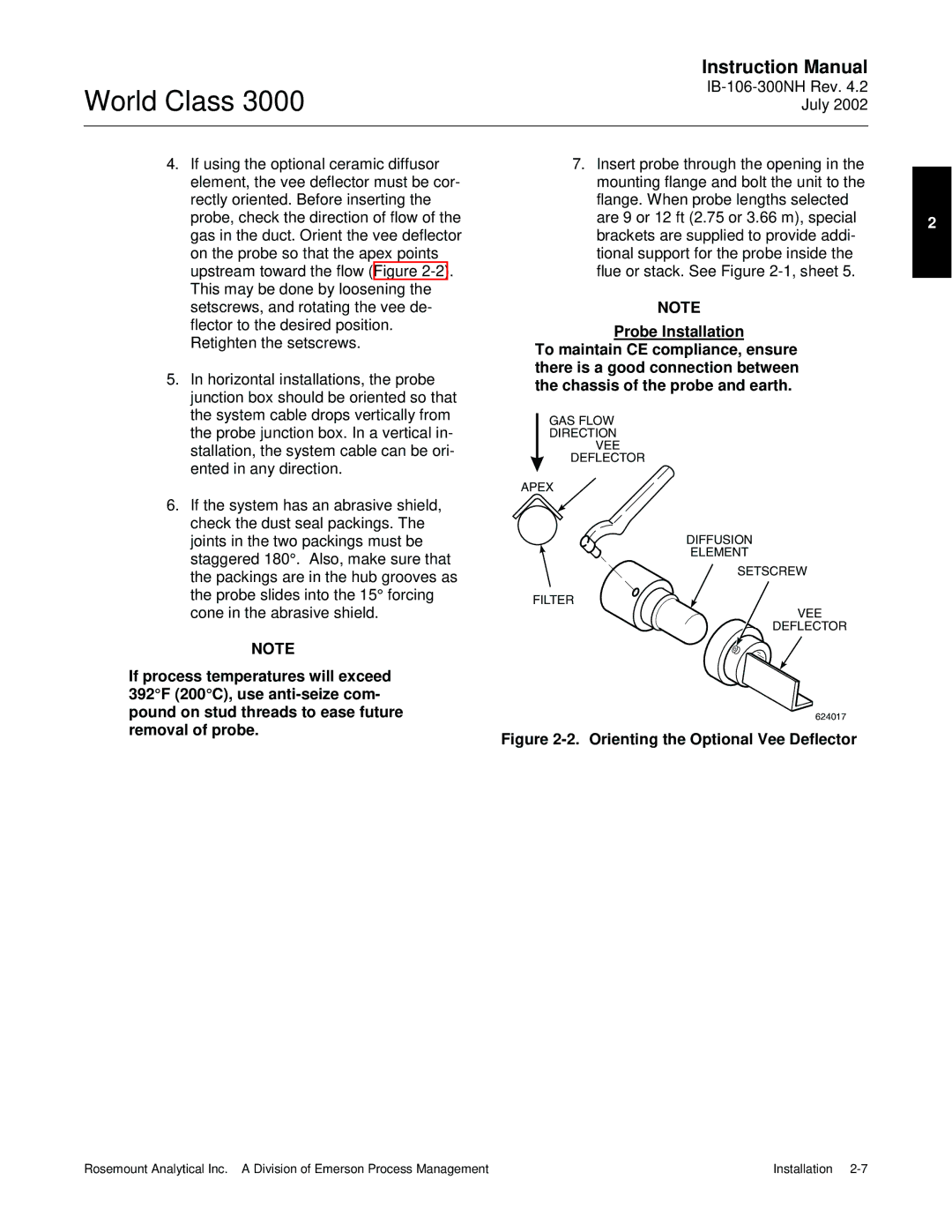 Emerson B-106-300NH instruction manual Orienting the Optional Vee Deflector 