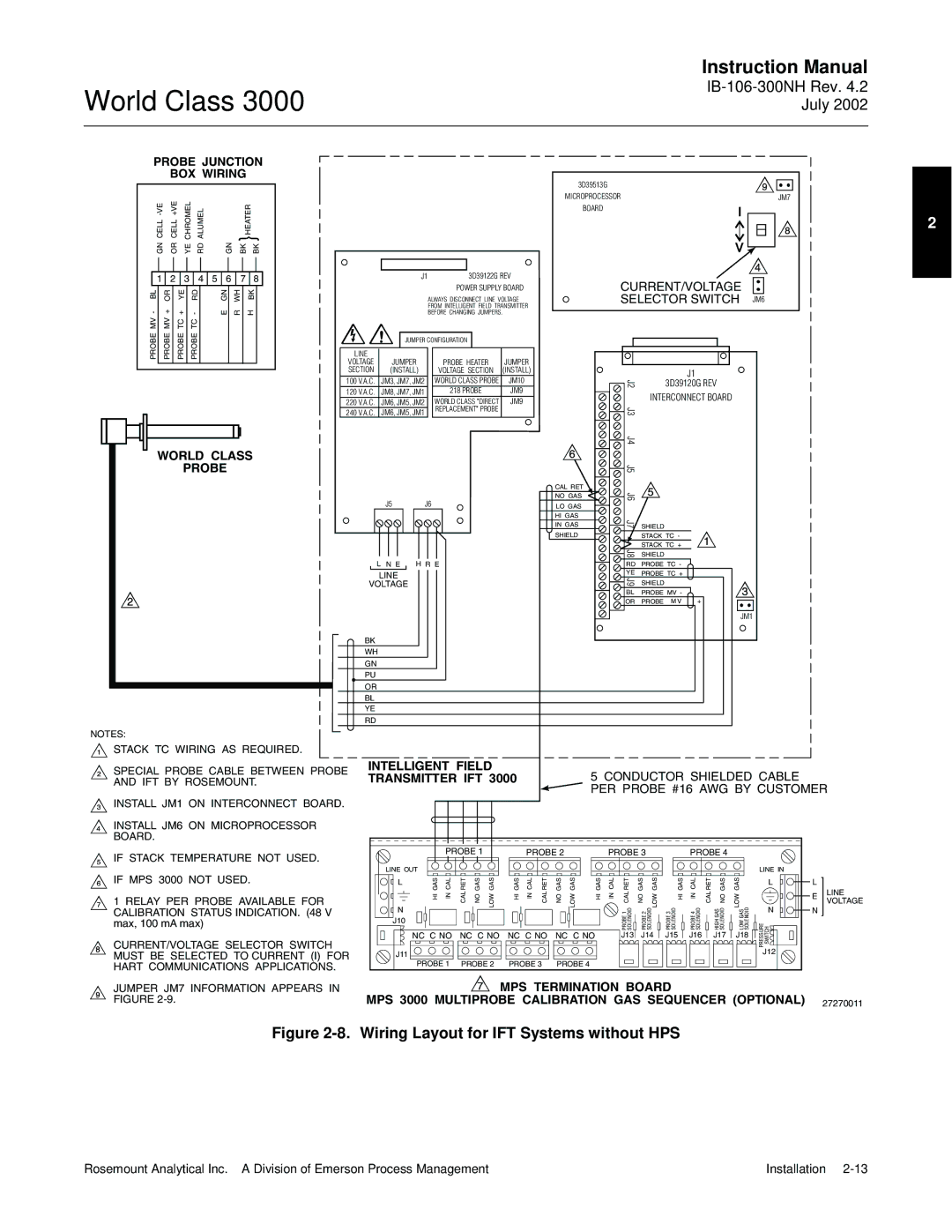 Emerson B-106-300NH instruction manual Wiring Layout for IFT Systems without HPS 