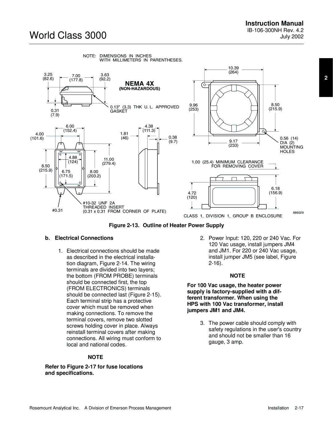 Emerson B-106-300NH instruction manual Outline of Heater Power Supply Electrical Connections 