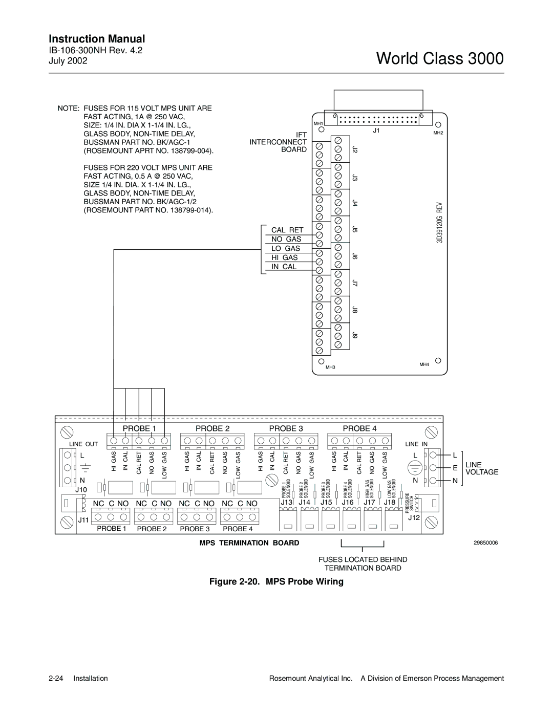 Emerson B-106-300NH instruction manual MPS Probe Wiring 