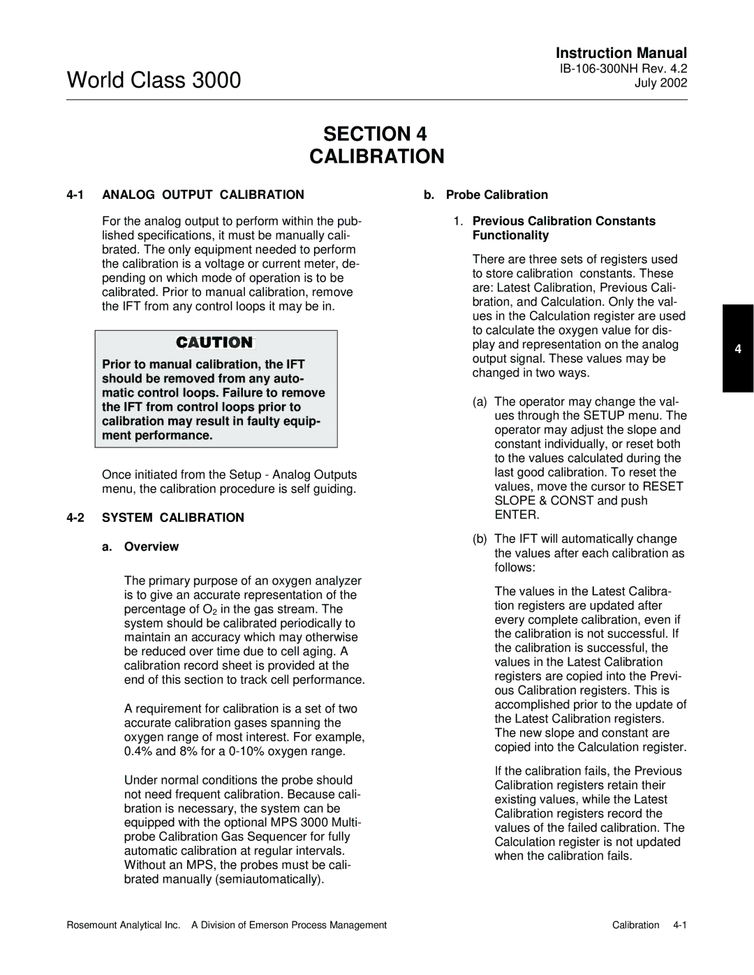 Emerson B-106-300NH instruction manual Analog Output Calibration, System Calibration, Overview 