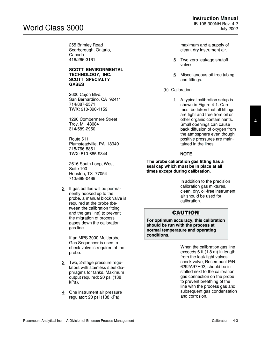 Emerson B-106-300NH instruction manual Scott Environmental TECHNOLOGY, INC. Scott Specialty Gases 