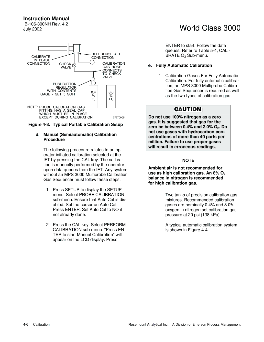 Emerson B-106-300NH instruction manual Fully Automatic Calibration 