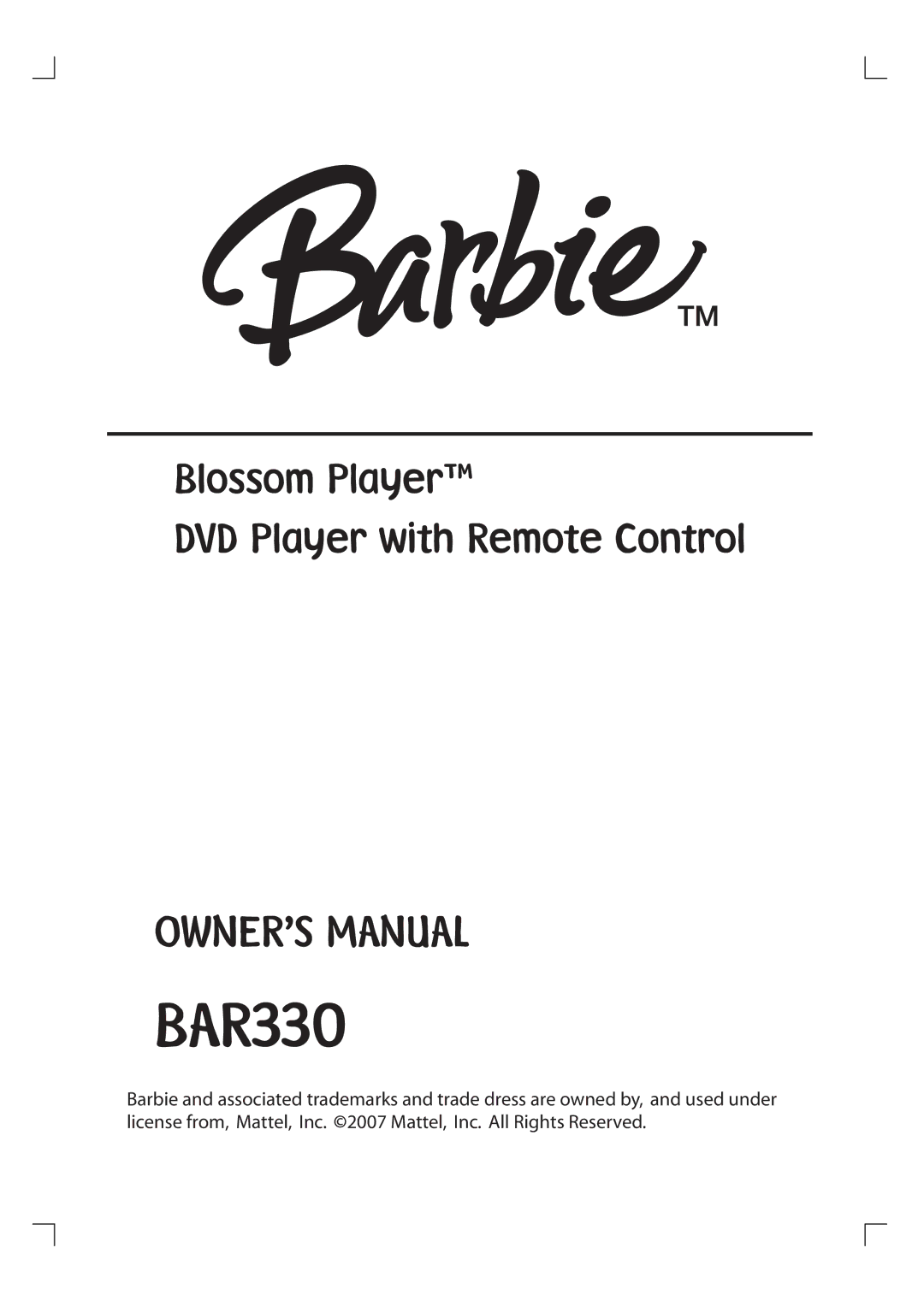 Emerson BAR330 owner manual 