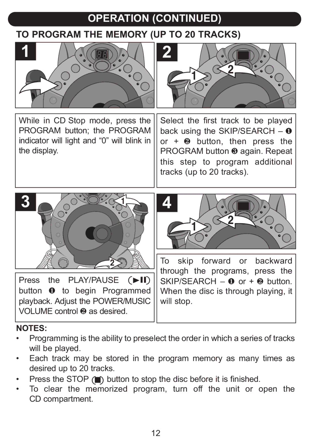 Emerson BAR504 owner manual To Program the Memory UP to 20 Tracks 