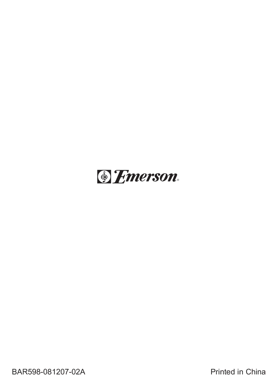 Emerson owner manual BAR598-081207-02A 