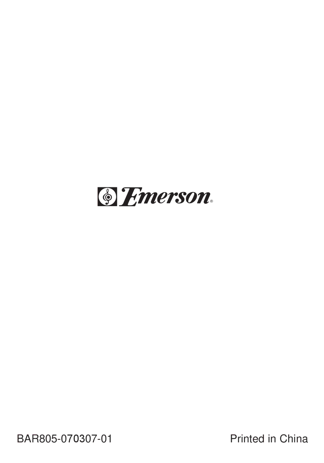 Emerson owner manual BAR805-070307-01 