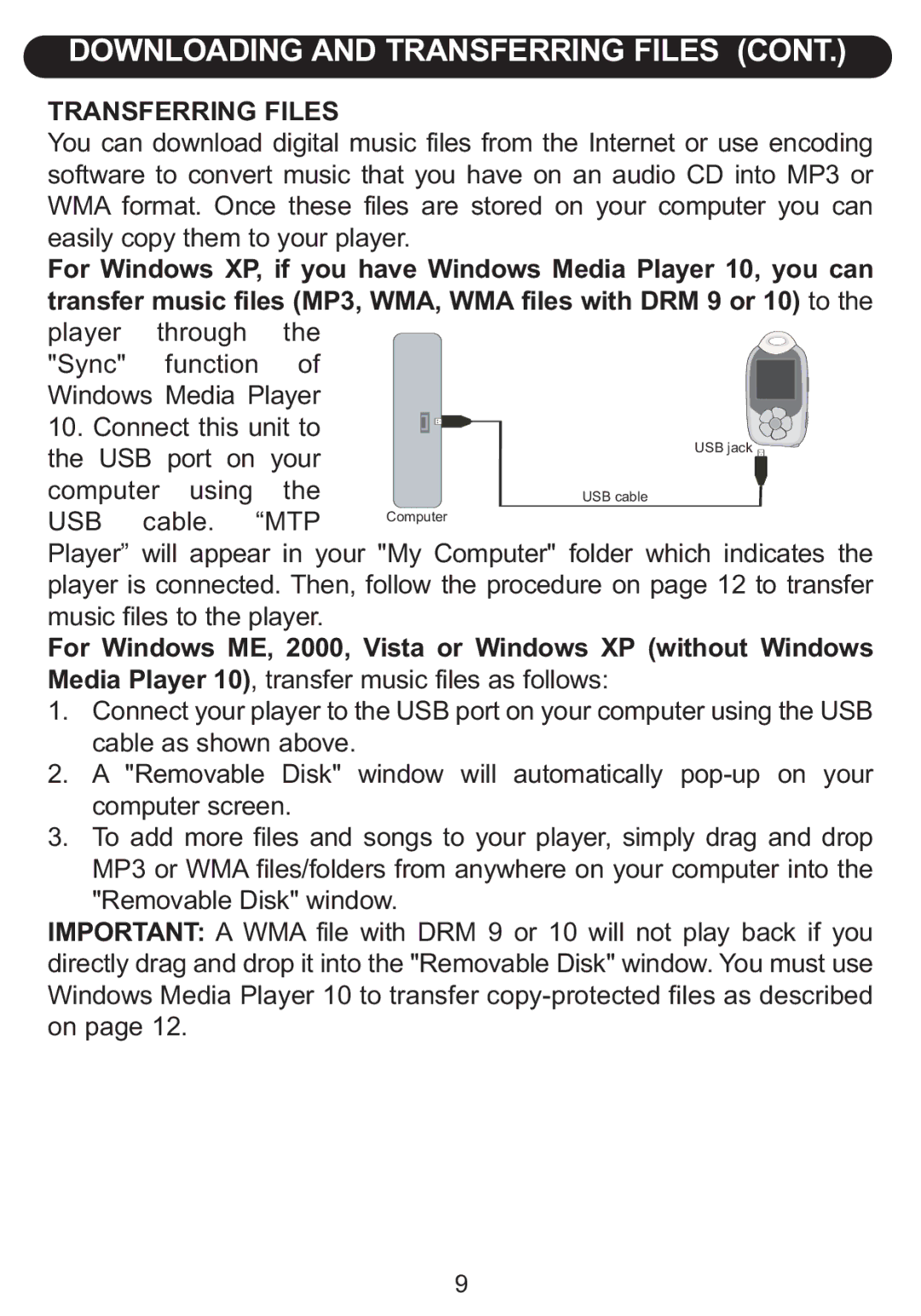 Emerson BAR900 owner manual Transferring Files 